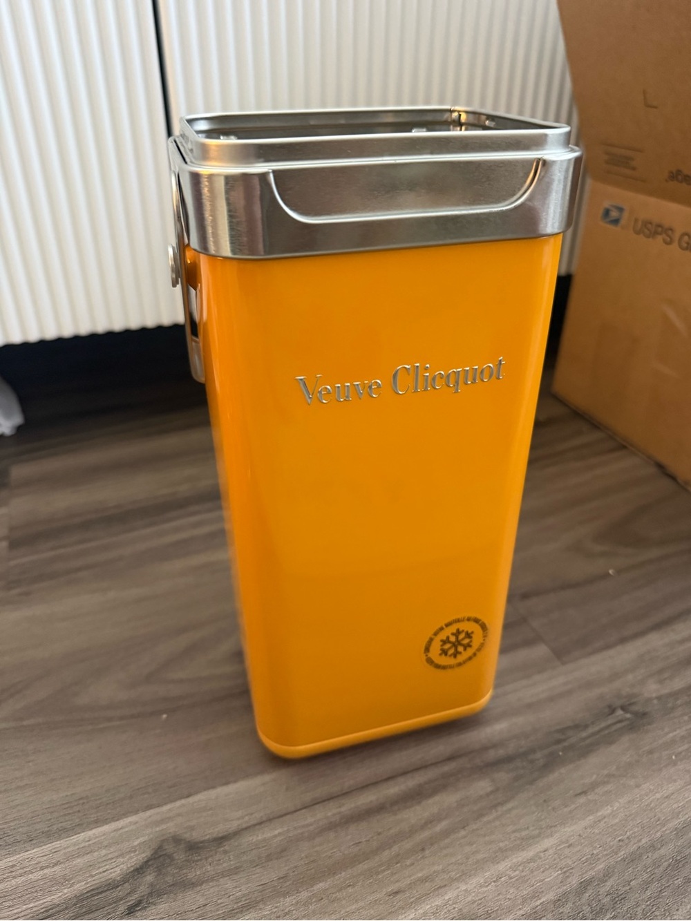 Veuve Clicquot Orange Champagne Bottle Cooler Ice Bucket Vintage Barware